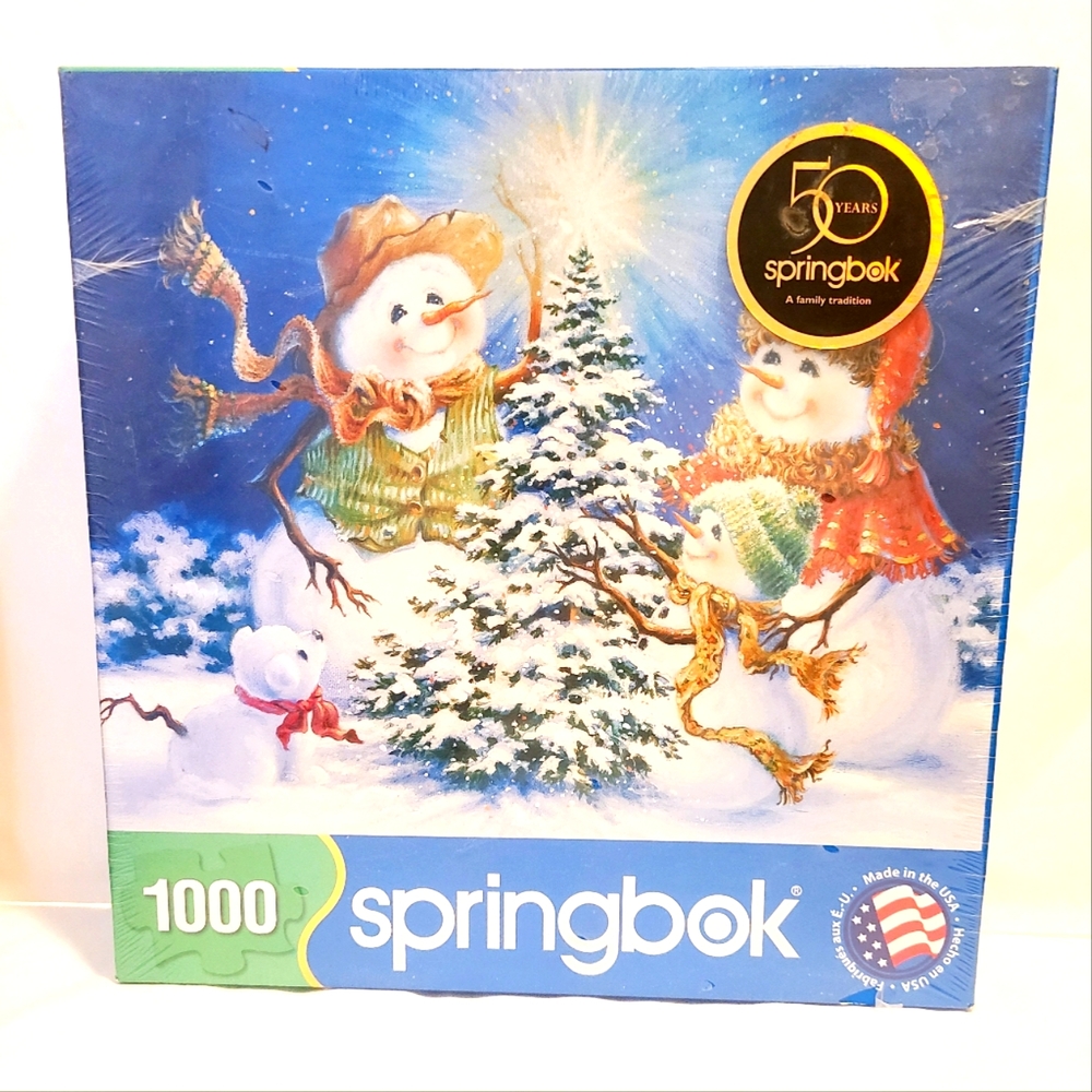 New Jigsaw Puzzle 1000 Piece Christmas Frosty Family Snowman Winter By Springbok
